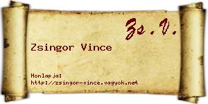 Zsingor Vince névjegykártya